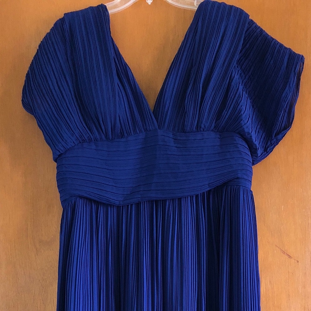 “AS IS” PLUS SIZE Custom Blue pleated chiffon gown